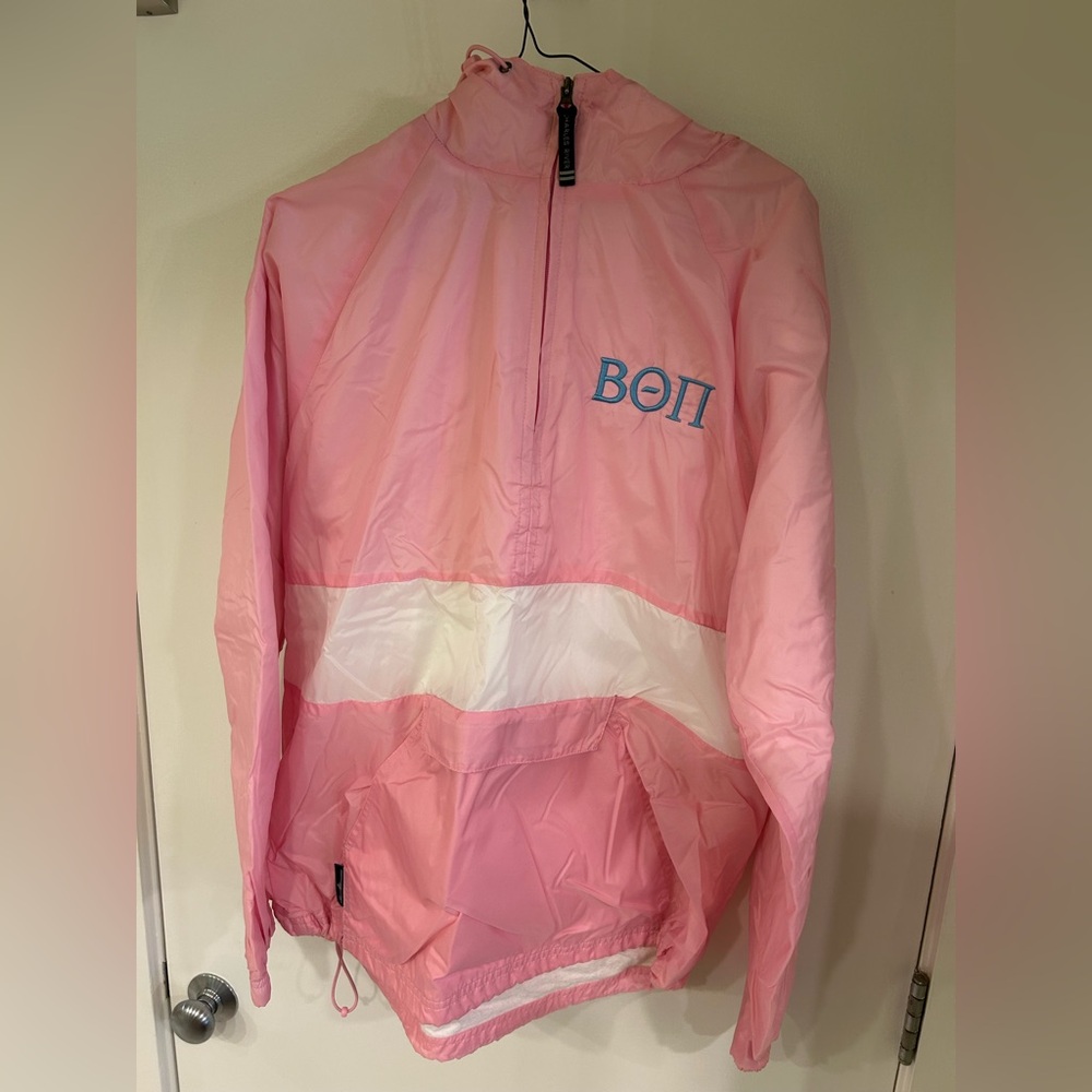 Beta Theta Pi Pink and White Windbreaker Jacket w/ Hood